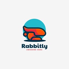 Vector Logo Illustration Rabbit Simple Mascot Style.