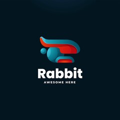 Vector Logo Illustration Rabbit Gradient Colorful Style.