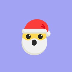 Astonished Santa Face emoticon flat icon