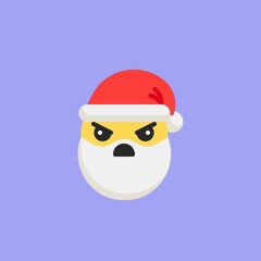 Angry santa face emoji flat icon