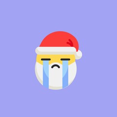 Crying Santa Face emoticon flat icon