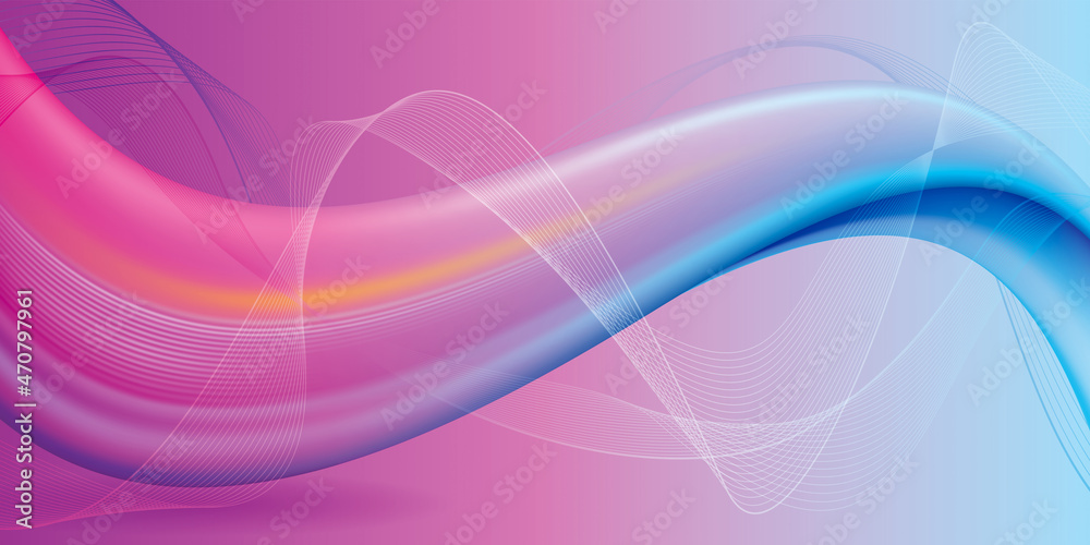 Poster Curl wave patterns abstract background, digital technology screen wallpaper.
