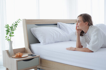 woman relax time on the bed in morning