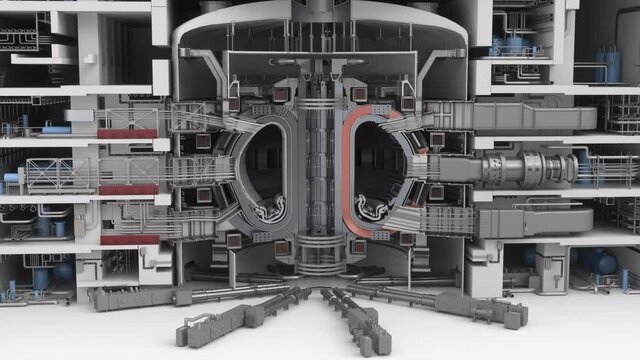ITER. Tokamak. Thermonuclear fusion. Reactor construction and assembly. 3D rendering