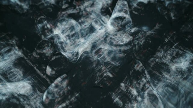 Wave form with glitch texture. Digital data failure. Seamless loop 3D render animation