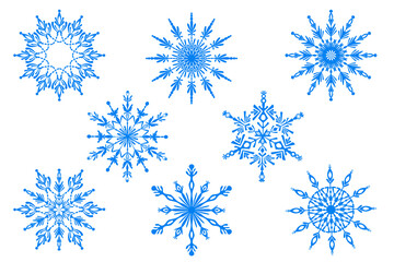 Snowflake icon set. Isolated on white background.