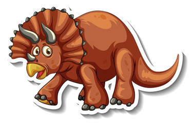 Triceratops dinosaur cartoon character sticker