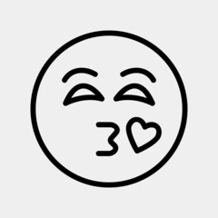 Kiss emoji icon vector illustration in line style, use for website mobile app presentation