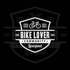 Bicycle Community Shield Logo, Cycling Lovers Vintage Retro Logo Design