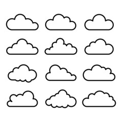 cloud shape icon, simple outline cloud design collection for apps and web