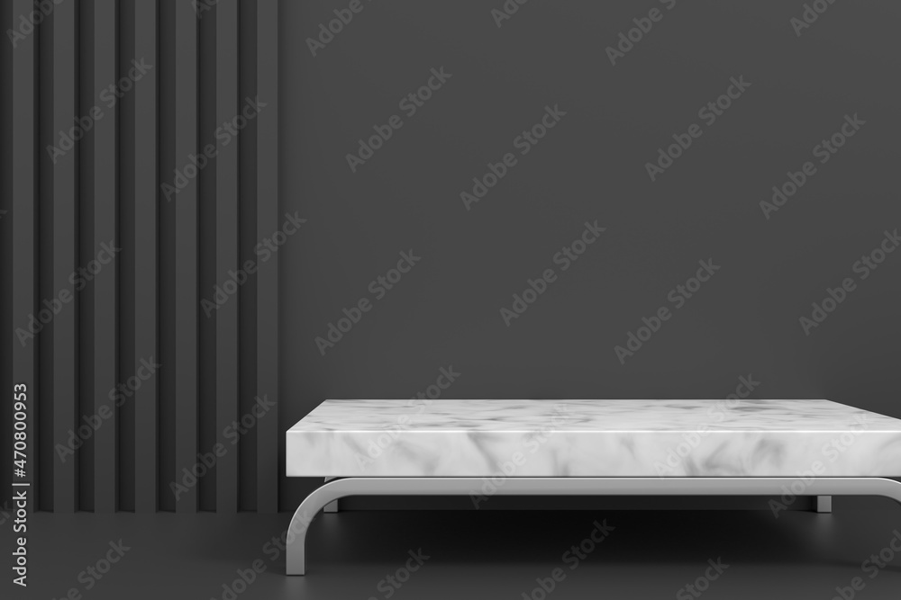Wall mural display stand design. 3d product display. 3d rendering.
