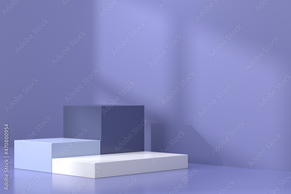 Wall mural display stand design. 3d product display. 3d rendering.