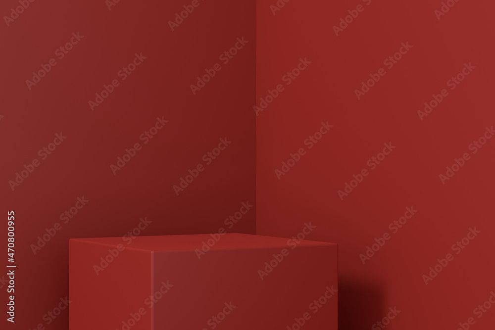 Wall mural display stand design. 3d product display. 3d rendering.