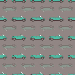 Vintage colors cars with fabric textuur repeat pattern print background