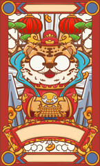 Cartoon hand drawn Chinese New Year illustration of the year of the tiger