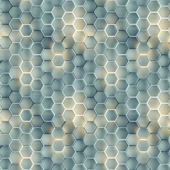 Seamless pattern of illuminating hexagons 3D render