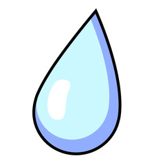 Water drop. Vector image of water. Blue water drop with lens flare.