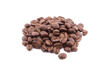 Roasted coffee beans isolated on white