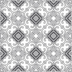 Vector pattern with symmetrical elements . Repeating geometric tiles from striped elements. black patterns.