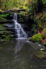 Beautiful small waterfall in the rainforest.