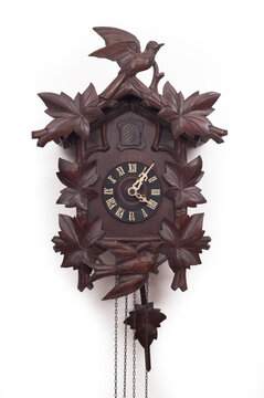 recommend clip art: Antique cuckoo clock on white background