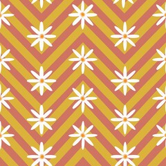 Abstract Pastel Zigzag Background Minimal Flowers Seamless Pattern Trendy Fashion Colors Basic Concept Design