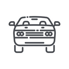 Obraz premium Vector line icon of a car front view isolated