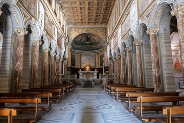 ROME NOVEMBER 15 2021 THE CENTRAL NAVE OF THE CHURCH OF SAN MARCO EVANGELISTA AL CAMPIDOGLIO