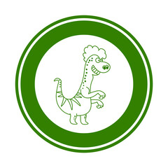 Road sign with lizard dinosaur and hair on white and green background