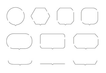 Obraz premium シンプルな吹き出し、フレーム、見出し、テキストスペースのイラストセット。シンプルな線画ver
