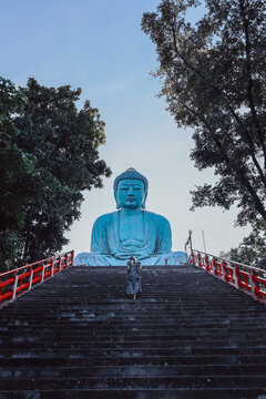 Big blue buddha in Lampang on the mountain