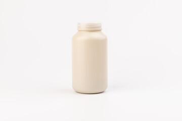 Pills jar. Medical container for drugs, diet, nutritional supplements.