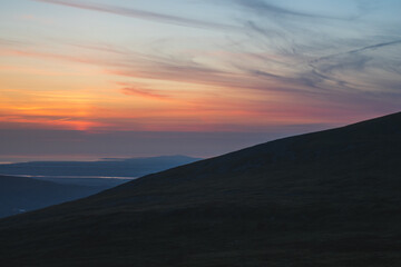 Sunset mountaineering and scrambling on the mountains of North Wales