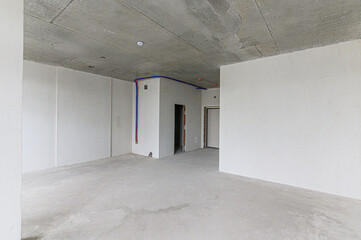 Russia, Moscow- May 05, 2020: interior room apartment rough repair for self-finishing. interior...