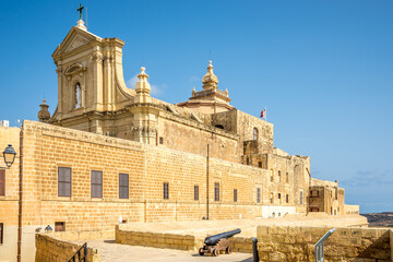 View at the Cathedral of Assumption from Wall of Cittadella in Victoria -Gozo,Malta