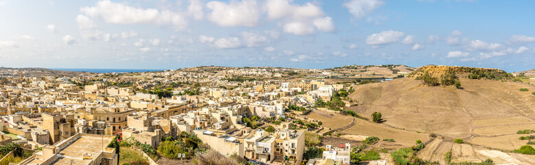 Fototapeta na wymiar Panoramic view at the Victoria town from Cittadella - Gozo,Malta