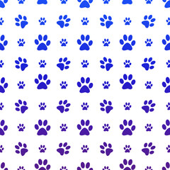 Fototapeta na wymiar seamless blue pattern with cat or dog,kitten or puppy footprints. Can