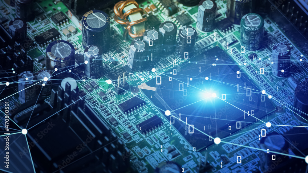 Poster Computer network concept. DIgital transformation.