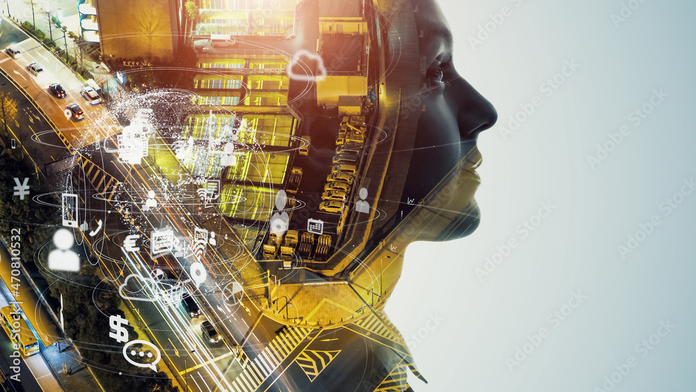 Aufkleber AI (Artificial Intelligence) concept. Deep learning. Computer programming.