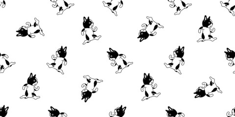 dog seamless pattern french bulldog running vector pet puppy breed cartoon repeat wallpaper doodle tile background scarf isolated illustration design