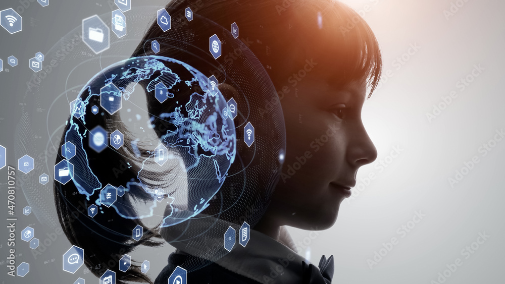 Poster education technology concept. edtech. ai (artificial intelligence). digital transformation.