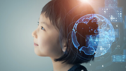 Education technology concept. EdTech. AI (Artificial Intelligence). Digital transformation. - obrazy, fototapety, plakaty
