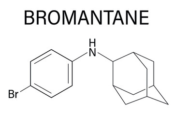 Bromantane asthenia drug molecule. Also used in sports doping. Skeletal formula.