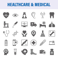 Healthcare And Medical Icon Set. Flat design vector icon set.