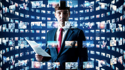 Visual contents concept. Social networking service. Streaming video. communication network.