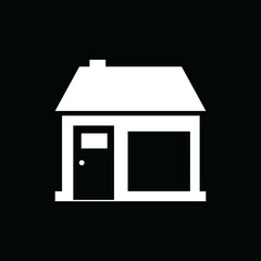 small house icon black and white vector design