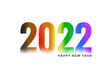 Number 2022 with English texts ‘happy new year’, on rainbow colors background, concept for happy new year 2022 celebration around the world.