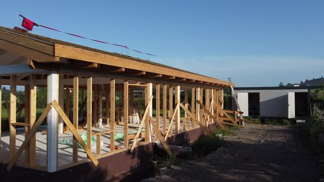 Structure of a passive house under construction