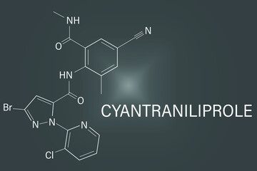 Cyantraniliprole insecticide molecule (ryanoid class). Skeletal formula.	