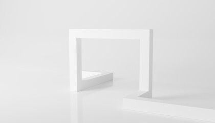 3d rendering White Abstract Architecture. White Modern Interior Background. Building Blocks. Minimal Geometric Shapes Design. Wallpaper Architecture Illustration of Modern minimal Geometric Futuristic